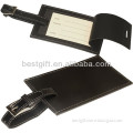 black leather with name card rectangle luggage tag